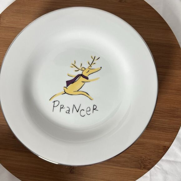 Pottery Barn Reindeer Holiday Dessert Salad Plates Dasher Dancer Prancer VTG - Picture 6 of 11